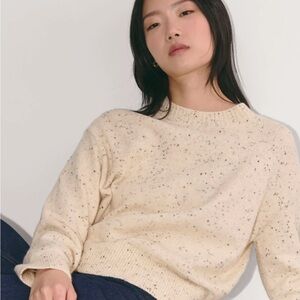 THE COCOON CREW IN PLUSH COTTON SWEATER - Medium in Cream Confetti - NWOT